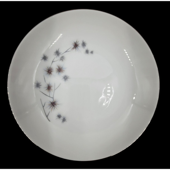 Creative Starburst Coupe Soup Bowls Silver Trim Atomic Gray 1950s Set of 2 - Picture 7 of 7